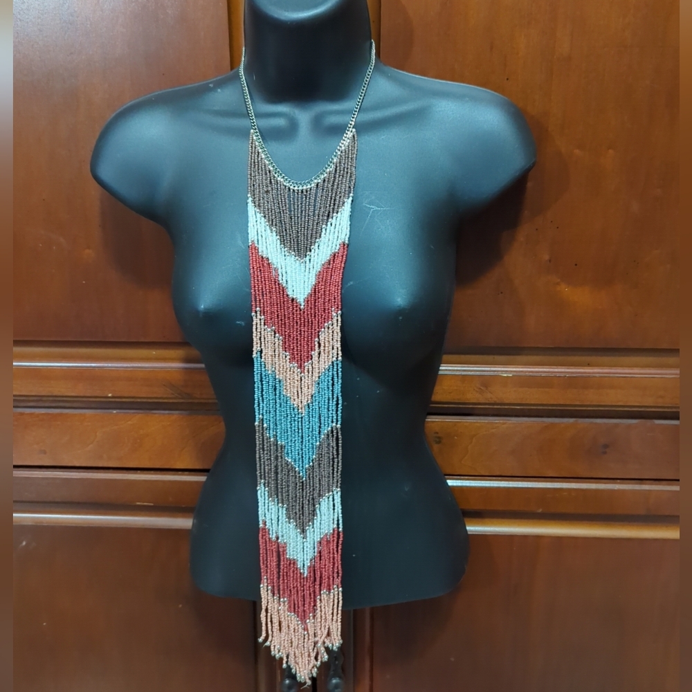 Vintage Long Beaded Necklace 26" Long With 3" Extender EVC